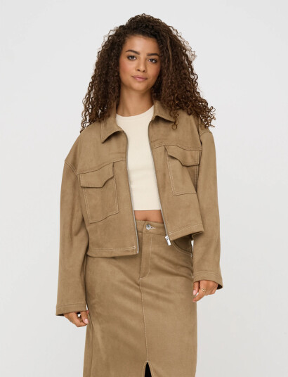 ONLY Onlstina Life Faux Suede Jacket Cc Pnt - Beige - L ONLY Onlstina Life Faux Suede Jacket Cc Pnt - Beige - L