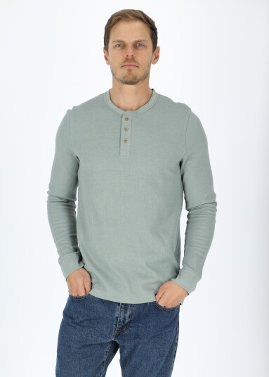 Denim Factory Henley Shirt Sage Green L Sweatshirts