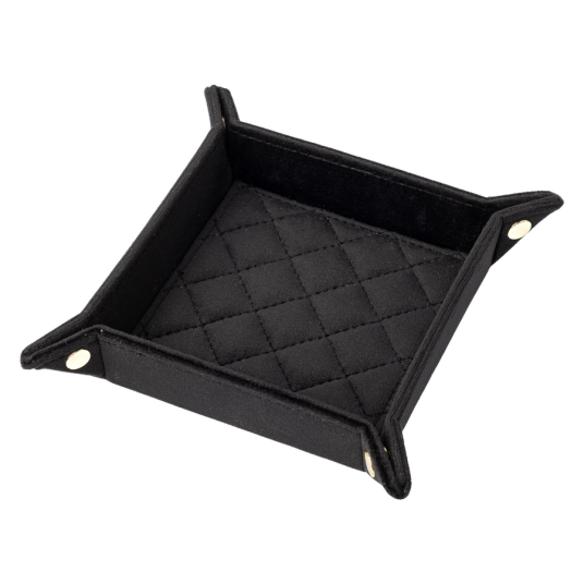 DARK Velvet Quilted Jewellery Tray Small Black