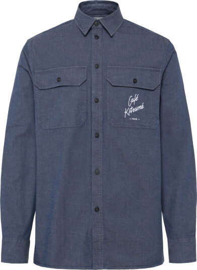 Maison Kitsune Cafe Chambray Shirt Navy S