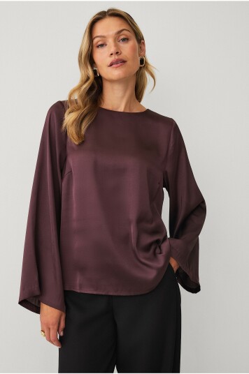Ellos Collection Bluse i sateng Brun