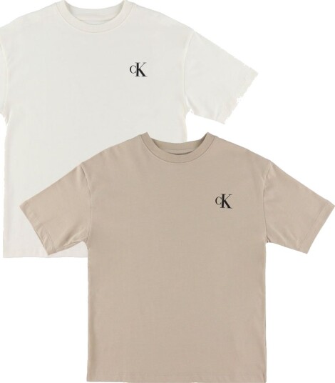 Calvin Klein T skjorte 2 pack Monogram Tofu/Hummus Beige Calvin Klein 8 år 128 T skjorte Hvit
