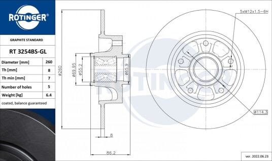 Bremseskive ROTINGER RT 3254BS-GL