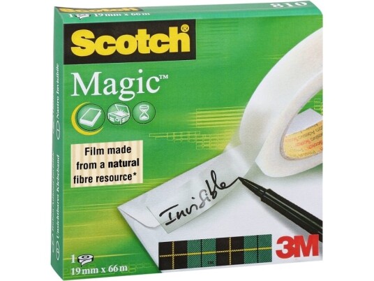 Scotch Magic Tape 810 Hvit Lukking Merking Reparering Forsegling Fiber Papir Ce 66 M 19 Mm
