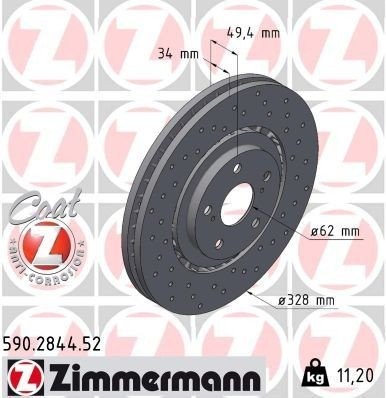 ZIMMERMANN 590.2844.52 Bremseskive ZIMMERMANN 590.2844.52 Bremseskive