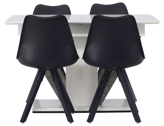 Venture Design Disa & Zeno spisegruppe Svart/hvit 4 stoler & bord 120 x 80 cm