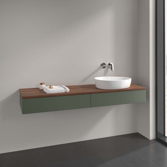 Villeroy & Boch Antao Servantskap med 2 skuffer 160x50x19 cm m/lys Grønn Matt/Valnøtt