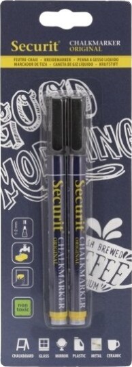 Securit® Original Kridtmarker Sæt Med To I Sort