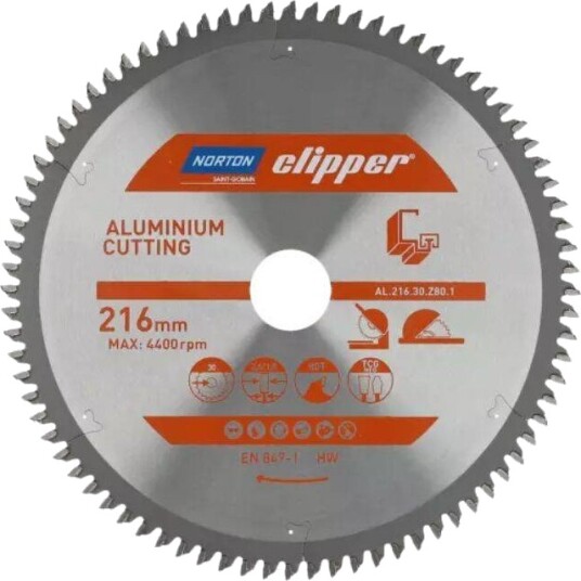 Norton 70184608139 Aluminiumblad - 255mm, 80 tenner