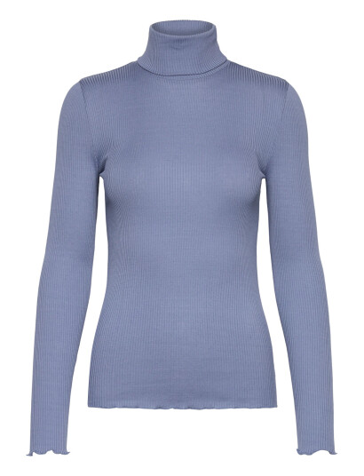 Rosemunde Rwbeatha Silk Ls Rollneck T-Shirt - Blue - XL
