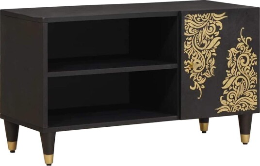 TV skap Svart 80 x 33 x 46 cm Massiv mango tre TV skap Svart 80 x 33 x 46 cm Massiv mango tre