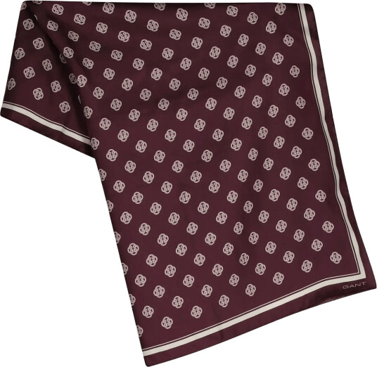 Gant Monogram Print Silk Scarf - Burgundy - ONE SIZE