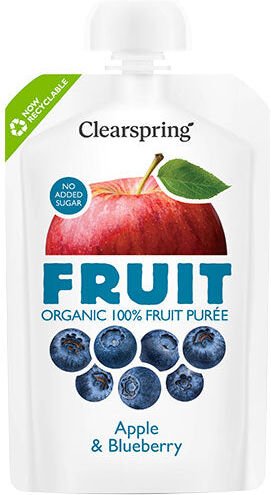 Clearspring Æble & Blåbær Frugtpuré Ø 100 gr Clearspring Æble & Blåbær Frugtpuré Ø 100 gr