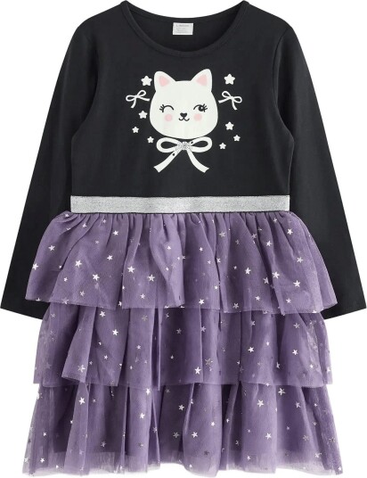 Lindex Dress With Glow In The Dark Print BLACK 122 Lindex Dress With Glow In The Dark Print BLACK 122