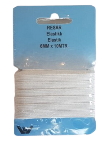 Elastikk 6 mm - 10 m hvit Elastikk 6 mm - 10 m hvit