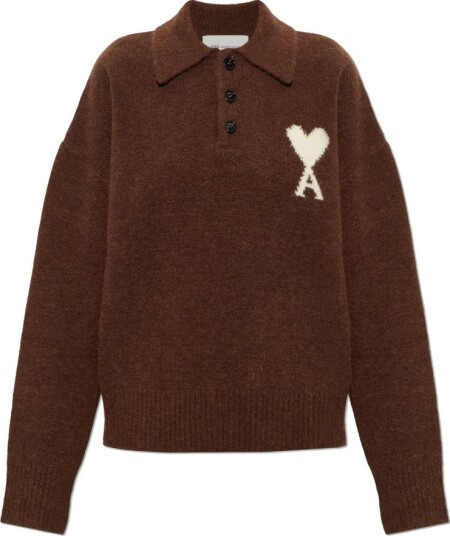 Ami Paris Herre Strikkevarer Brun S, Ami Paris Herre Strikkevarer Brun S,