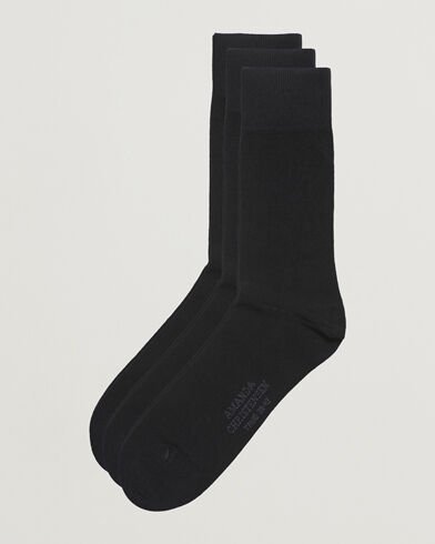 Amanda Christensen 3-Pack True Cotton Socks Black