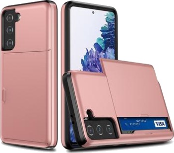 Samsung Galaxy S21 FE 5G Hybrid-deksel med Skyvekortspor Roségull