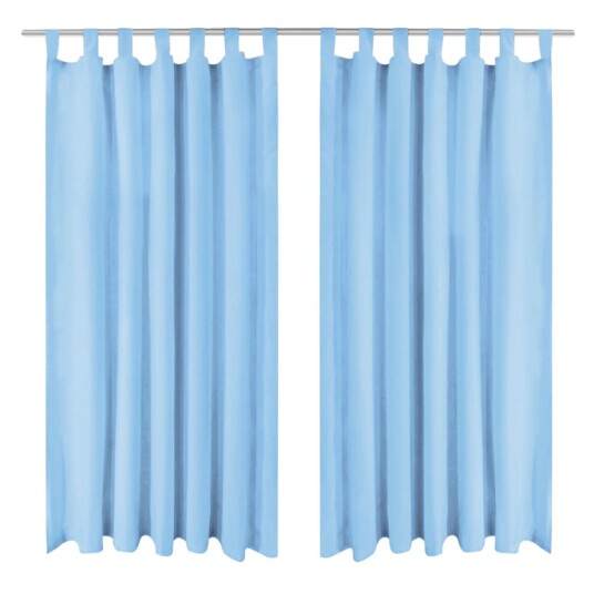 vidaXL Mikrosateng gardiner med hemper 2 stk 140x225 cm turkis