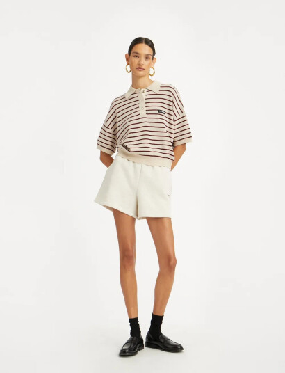 ROTATE Birger Christensen Slinky Knit Polo - Cream - XS