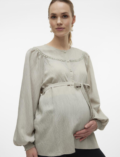 Mamalicious Mlziara Lia L/S Wo Top 2F - Grey - S