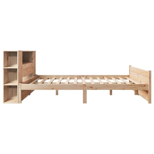 Seng med bokhylle uten madrass 140x200 cm heltre furu 3322437