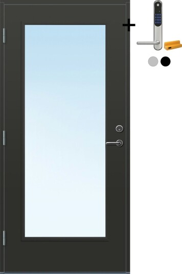 Ytterdør Bygg1 Lier med Yale Entrus BxH: 100x210 cm, Høyre, RAL 7016, Antrasitt, Yale Sølv