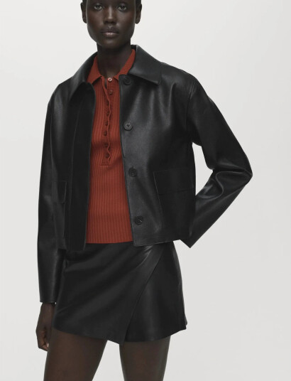 Mango Faux Leather Culottes   Black   40