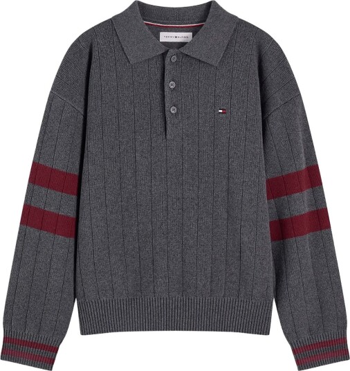 Tommy Hilfiger Knitted Polo Sweater Ls Grey 128
