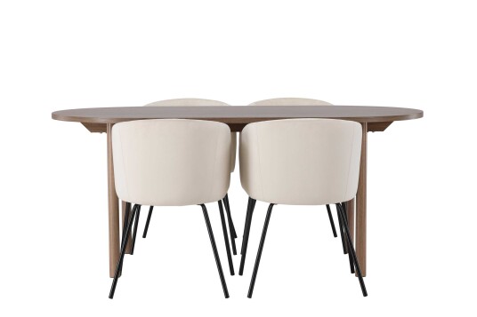 Venture Design Andy & Berit spisegruppe Beige/natur 4 stoler & bord 180 x 90 cm
