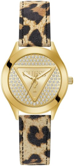 Guess Dameklokke GW0745L2 Plaque Gull/Lær Ø34 mm