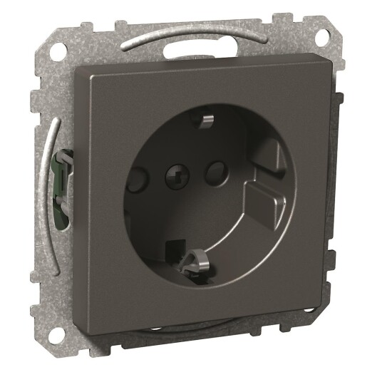 Schneider Electric Exxact Stikkontakt 1-veis Antrasitt, skrueklemme Schneider Electric Exxact Stikkontakt 1-veis Antrasitt, skrueklemme
