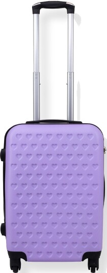 Borg Living Lyse lilla kabinkoffert Hardcase koffert med hjerter Støtsikkert polypropylen Reisekoffert