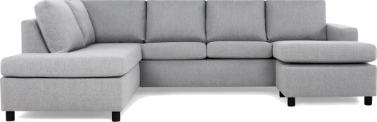 Crazy 4 seters Venstrevendt U formet Large Sofa med Divan og Sjeselong i Stoff Grå