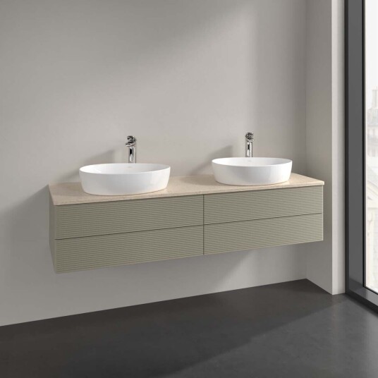 Villeroy & Boch Antao Servantskap med 4 skuffer 160x50x36 cm u/lys Steingrå/Crème Villeroy & Boch Antao Servantskap med 4 skuffer 160x50x36 cm u/lys Steingrå/Crème