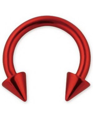 Aab Rund Rød Øyenbrynspiercing med Spike Kuler Strl 1.6 x 10 med 4 mm kule