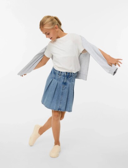 Vero Moda Girl Vmdanni Hr Short Dnm Pleat Skirt Girl Blue 140