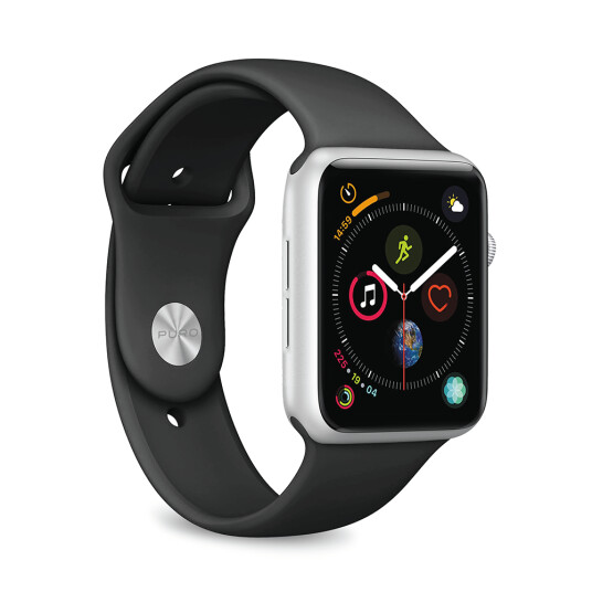 Puro Apple Watch (42/44/SE/45/49MM) Puro ICON Silikon Reim i Str. S/M & M/L - Svart