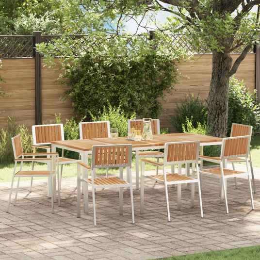 hagemøbelsett med 9 deler av solid teak