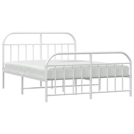 vidaXL Sengeramme i metall med hode- og fotgavl hvit 180x200 cm 8720845884864