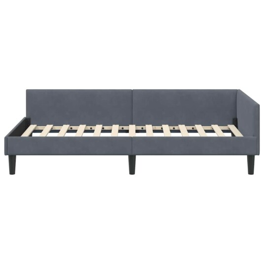 Hjørnesengramme med hodegjerde Mørkegrå 90 cm x 200 cm Fløyel Hjørnesengramme med hodegjerde Mørkegrå 90 cm x 200 cm Fløyel