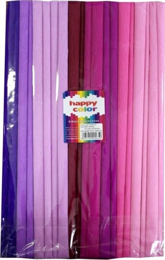 Happy Color Bølgepapir 25X200 Cm Miks Nyanser Rosa 10 Stk