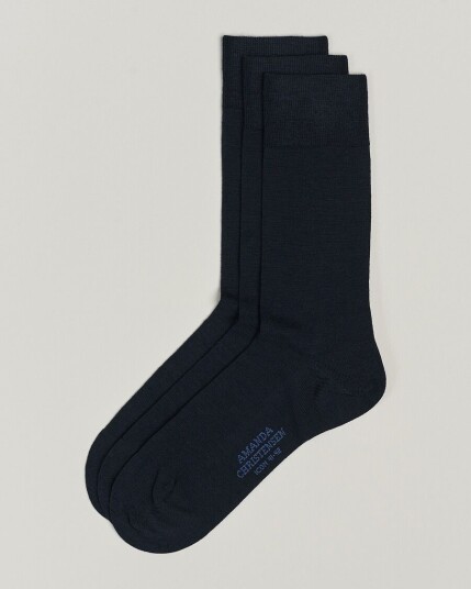 Amanda Christensen 3-Pack Icon Wool/Cotton Socks Dark Navy