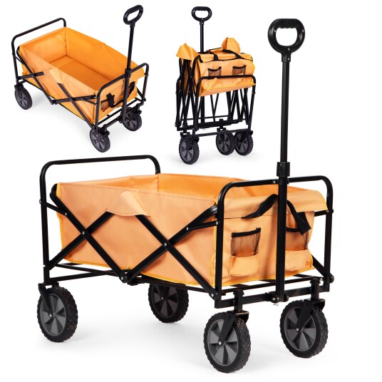 Sammenleggbar stor transportvogn hagevogn strandvogn 47x105 cm MultiGarden Oransje