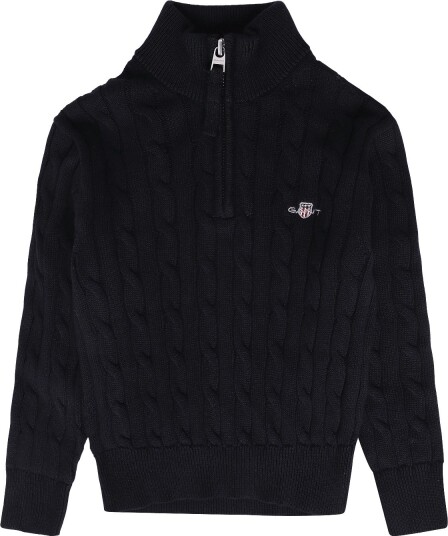 Gant Kids Shield Cotton Cable Half Zip Sweater   EVENING BLUE   116