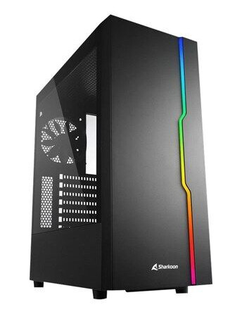 Sharkoon RGB Slider Midi Tower Kabinett Svart med Vindu og LED-belysning