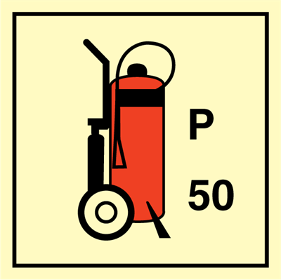 Jo Safety Wheeled fire extinguisher P 50 IMO Control sign 10425 Jo Safety Wheeled fire extinguisher P 50 IMO Control sign 10425