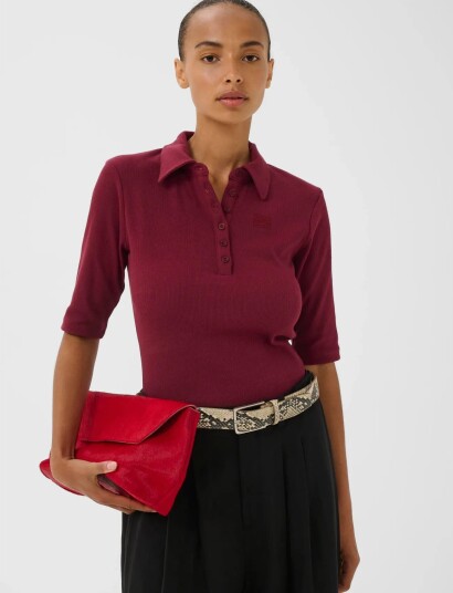 Gestuz Gzdrew Polo Top Burgundy M