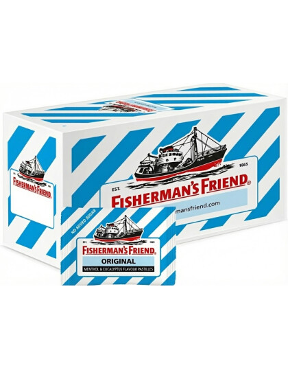 48 stk Fisherman"s Friend Original Blue med Smak av Menthol og Eucalyptus   Hel Eske 1,2 kg
