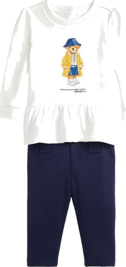 Polo Ralph Lauren Collegegenser/Leggings Hvit/Navy m. Kosedyr Polo Ralph Lauren 2 år 92 Collegegenser Blå